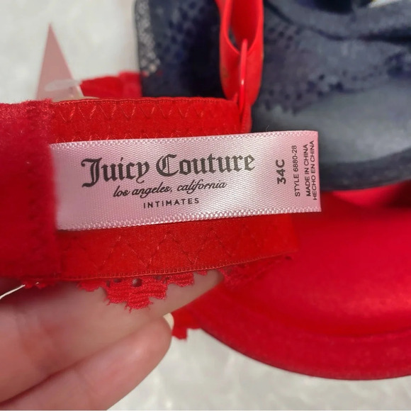 Juicy Couture Red & Black Sexy Push-up Bra Set New size 34C - Picture 5 of 6